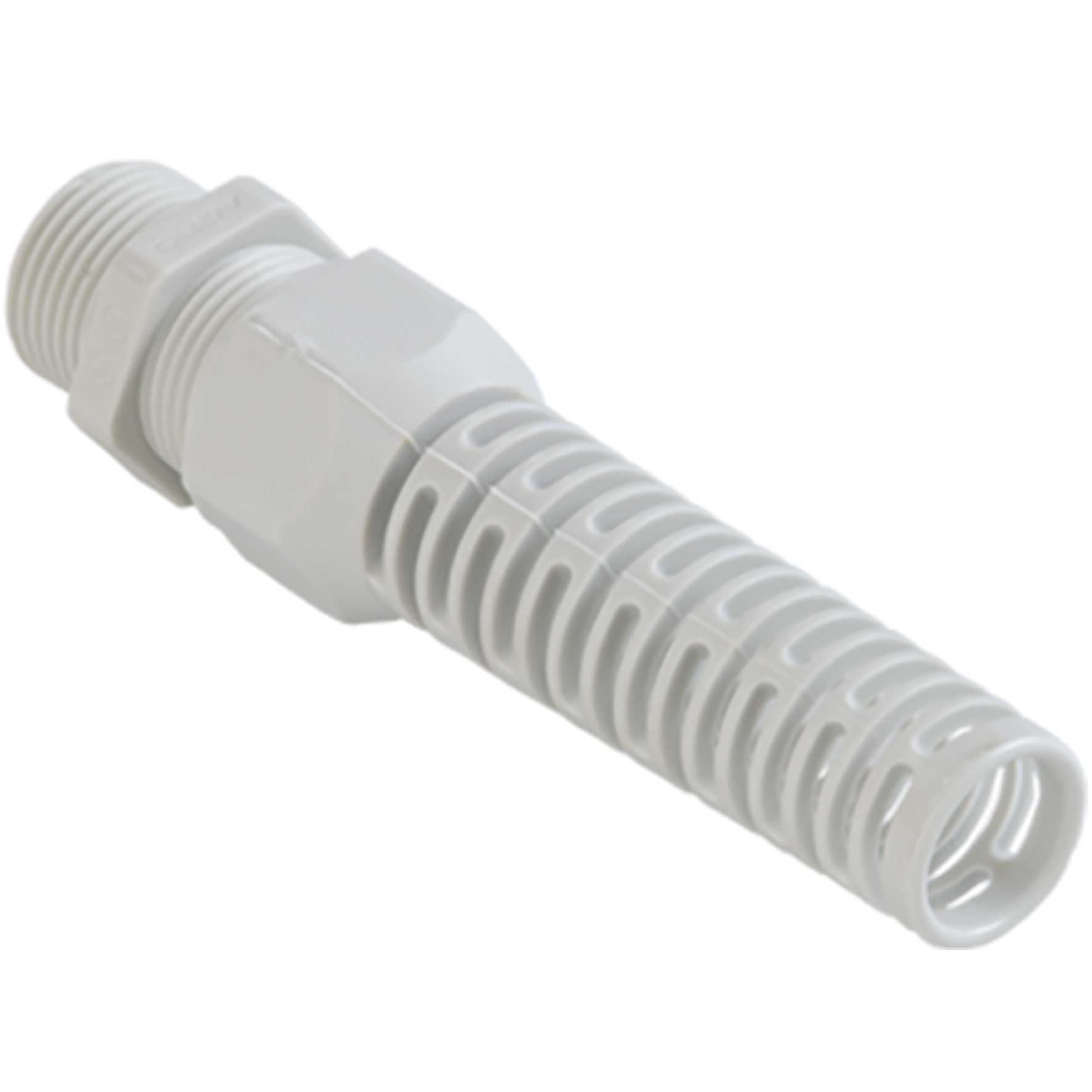 Kabelverschraubung Syntec Kst. M20x1.5, Kabel Ø 3.0-7.0mm (UL 7.0-7.0mm), hellgrau RAL7035, mit Knickschutz, Gwl: Lang