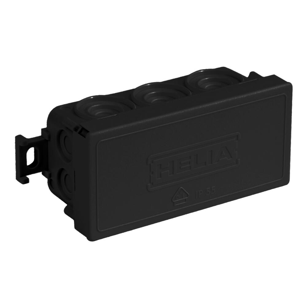 Kabelabzweigkasten IP55, mit Einführungen 4 x 12 mm, 6 x 20 mm, 89 x 42 x 37 mm, schwarz RAL 9005