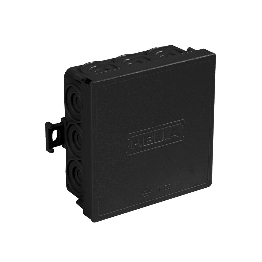 Kabelabzweigkasten IP55, mit Einführungen12 x 20 mm, 85 x 85 x 37 mm, schwarz RAL 9005