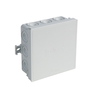 Kabelabzweigkasten IP55, mit Einführungen12 x 20 mm, 100 x 100 x 42 mm, grau RAL 7035