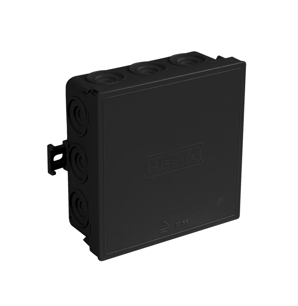 Kabelabzweigkasten IP55, mit Einführungen12 x 20 mm, 100 x 100 x 42 mm, schwarz RAL 9005